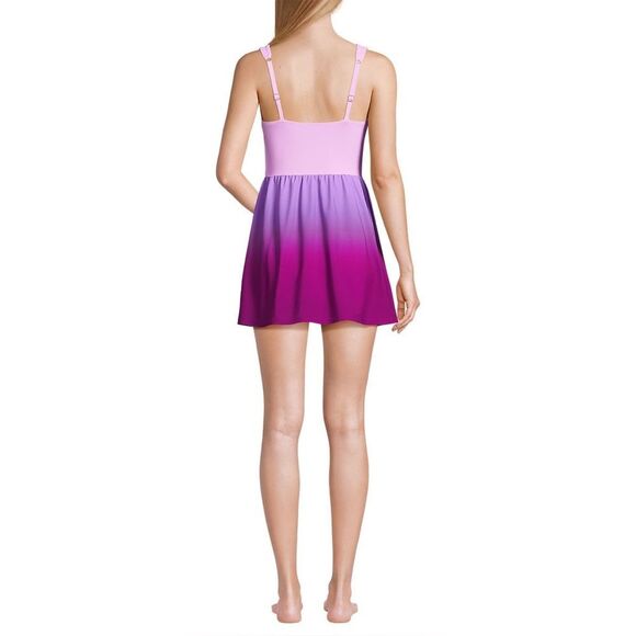 Land's End Slender Suit V Neck Ruched 1 piece Swimsuit Dress blackberry size 10 - Picture 8 of 14